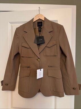 Smythe Taupe Multi-Pocket Tailored Blazer